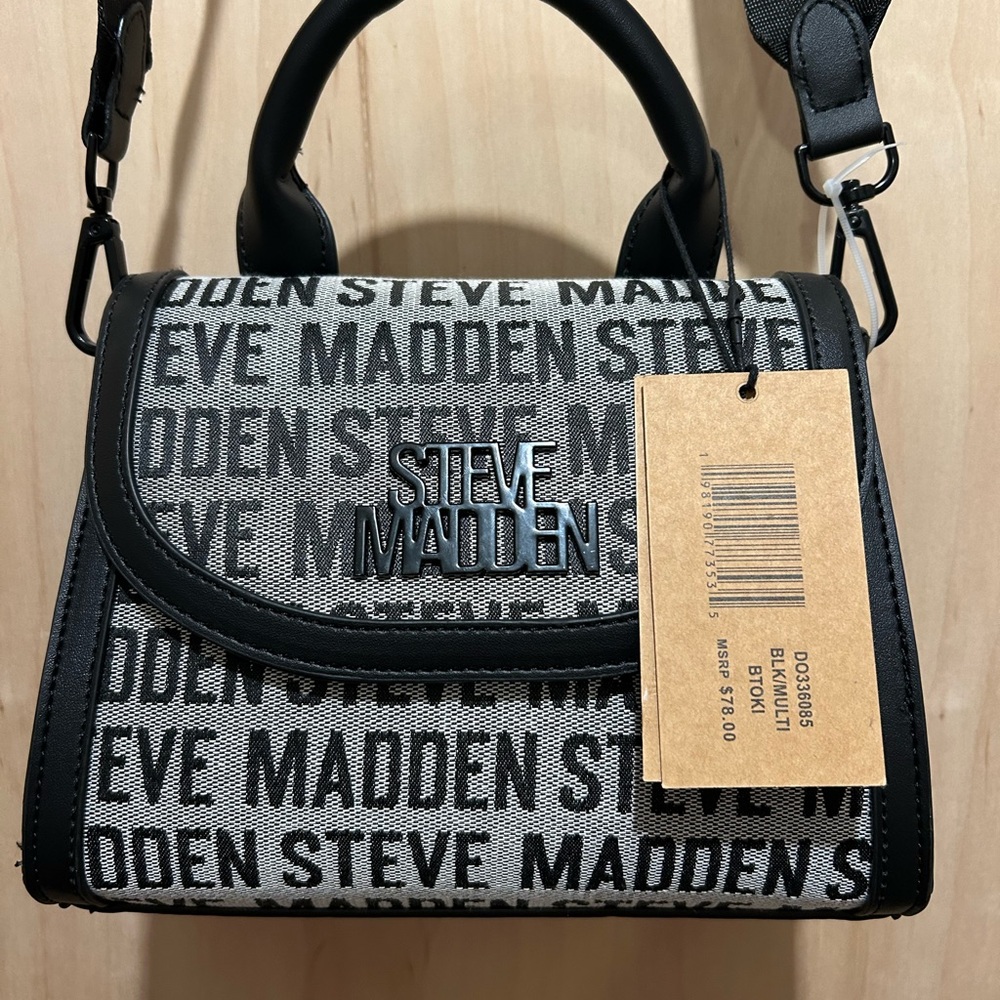 Steve Madden Black and White Women’s Messenger Bag NWT - Picture 3 of 10